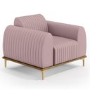Ver imagem 3 de Kit 02 Poltronas Decorativas Base De Madeira e Pés D'Ouro Molino D02 Veludo Rosê C-305 - Lyam