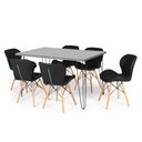 Ver imagem 1 de Conjunto Mesa de Jantar Hairpin 130x80 Volpi com 6 Cadeiras Eiffel Slim - Preto