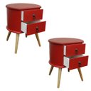 Ver imagem 2 de Kit 2 Mesa de Cabeceira Redonda em Madeira Maciça Retrô Pintura Laqueada Qualidade Premium B3 Móveis