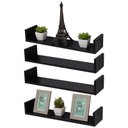 Ver imagem 1 de Kit 3 Prateleiras Nichos em U 70x20 MDF Preto com Suporte Flutuante Invisível