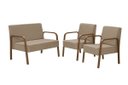 Ver imagem 1 de Kit 3 Poltronas Decorativas Jade Braço Madeira D'Salla Suede Cappuccino