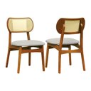 Ver imagem 1 de Kit 2 Cadeiras Organik Encosto Anatômico com Telinha Rattan Natural -amêndoa- Linho Bege Mescla Imp.