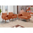 Ver imagem 3 de Conjunto Anabelle 2 Poltronas de 1 Lugar 1 Poltrona 2 Lugares Braço Unidecor Terracota