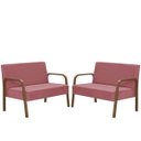Ver imagem 1 de Kit Poltrona Decorativa 2 Namoradeiras Jade Braço Madeira D Salla Suede Rosa