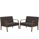 Ver imagem 1 de Kit Poltrona Decorativa 2 Namoradeiras Jade Braço Madeira D Salla Suede Marrom