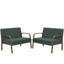 Ver imagem 1 de Kit Poltrona Decorativa 2 Namoradeiras Jade Braço Madeira D Salla Suede Verde