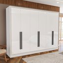 Ver imagem 1 de Guarda-roupa Casal Valência 6 Portas 4 Gavetas Branco - Politorno