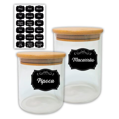 KIT POTE MANTIMENTOS TAMPA BAMBU 550ML + 750ML BOROSILICATO ZAHAV 51727