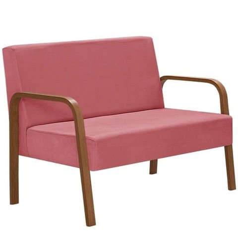 Poltrona Namoradeiras Jade Braço Madeira D Salla Suede Rosa