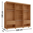 Ver imagem 4 de Guarda-Roupa Casal 100% MDF 6 Portas e 4 Gavetas com Pés 220cm Multimóveis CR35526 Madeirado
