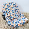 Capa de Bebê Conforto 100% Algodão - Losango Azul Marinho com Laranja - 1