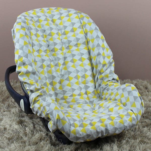Capa de Bebê Conforto 100% Algodão - Losango Amarelo - 1