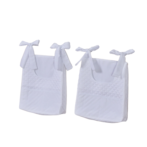 Porta Fralda Organizador Quarto de Bebê Menino Menina 2 Peças com Laço:branco