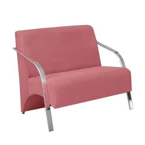 Poltrona Namoradeira Vênus Braço Alumínio D Salla Suede Rosa