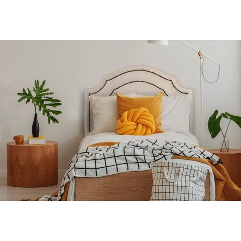 Cabeceira Solteiro Provençal Dupla 90x60 Courino Off White