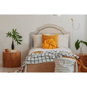 Cabeceira Solteiro Provençal 90x60cm Suede Off White - Fumê