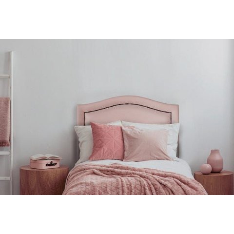 Cabeceira Solteiro Curva 90x60cm Courino Rosa - Tachas Fumê
