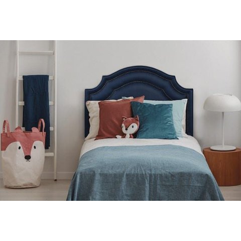 Cabeceira Solteiro Provençal Dupla 90x60 Courino Azul - Fumê