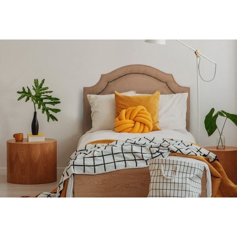 Cabeceira Solteiro Provençal 90x60cm Suede Bege - T. Fumê