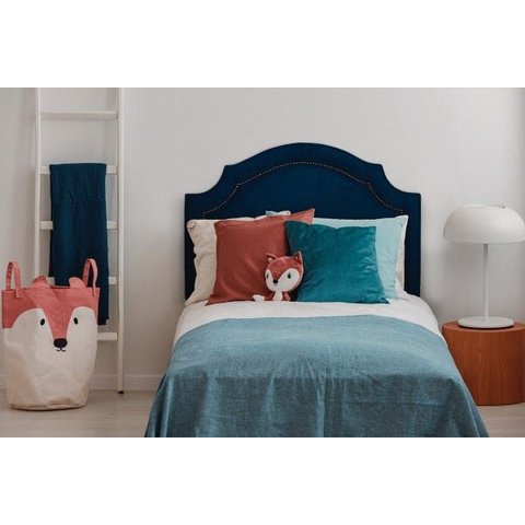 Cabeceira Solteiro Provençal 90x60cm Suede Azul - T. Fumê