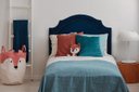 Ver imagem 1 de Cabeceira Solteiro Provençal 90x60cm Suede Azul - T. Fumê