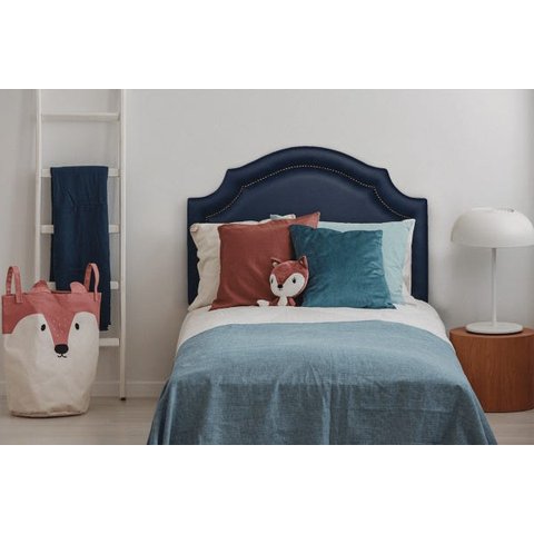 Cabeceira Solteiro Provençal 90x60cm Courino Azul - T. Fumê