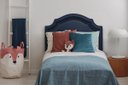 Ver imagem 1 de Cabeceira Solteiro Provençal 90x60cm Courino Azul - T. Fumê