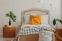 Ver imagem 1 de Cabeceira Solteiro Curva 90x60cm Courino Off White - Fumê