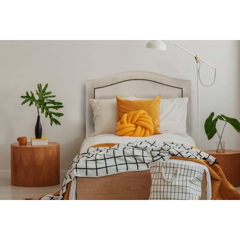 Cabeceira Solteiro Curva 90x60cm Suede Off White - Fumê
