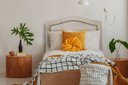 Ver imagem 1 de Cabeceira Solteiro Curva 90x60cm Suede Off White - Fumê