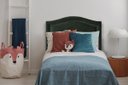 Ver imagem 1 de Cabeceira Solteiro Curva 90x60cm Veludo Verde - Tachas Fumê