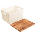 Ver imagem 2 de Caixa Organizadora Canelada com Tampa de Acácia Branco 23l - Oikos