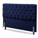 Ver imagem 1 de Cabeceira Cama Box Casal Queen Size Lylla 160cm Capitonê com Frame Suede Azul Marinho - Desk Design