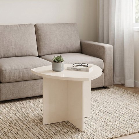 Mesa Lateral Elegante para Sala de Estar com Estilo Contemporaneo Off White Artely Delta
