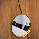 Ver imagem 2 de Espelho Decorativo Adnet Redondo Dourado com Alça de Corrente Dourado 26x5 cm - D'Rossi