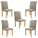 Ver imagem 1 de Kit 5 Cadeiras de Sala de Jantar Estofadas Veiga Madeira Maciça Suede Bege G78 - Gran Belo Cadeira d
