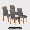 Ver imagem 3 de Conjunto 4 Cadeiras para Sala de Jantar Doha - Leifer:Linho Chumbo