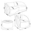 Ver imagem 2 de Conjunto Decorativo Sofá 288cm e Poltrona Clarke com Puff Round Veludo Marrom - Gran Belo