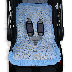 Capa de Carrinho Bebê 100% Algodão - Girafa Azul
