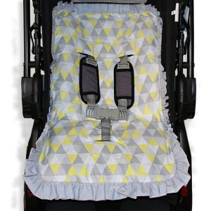 Capa de Carrinho Bebê 100% Algodão - Losango Amarelo