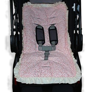 Capa de Carrinho Bebê 100% Algodão - Floral Salmão