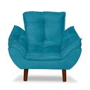 Ver imagem 1 de Mini Poltrona Cadeira Opala Infantil de Criança Suede Azul Tiffany