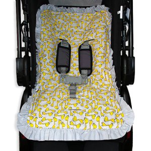 Capa de Carrinho Bebê 100% Algodão - Girafa Amarela