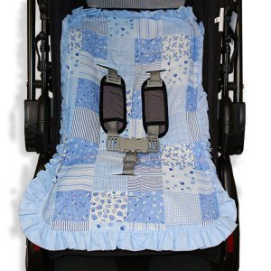 Capa de Carrinho Bebê 100% Algodão - Patchwork Azul