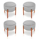 Ver imagem 1 de Kit 4 Puffs Iron Suede Base Metálica Cobre - Cinza