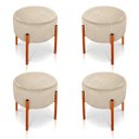 Ver imagem 1 de Kit 4 Puffs Iron Suede Base Metálica Cobre - Bege