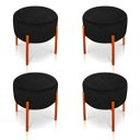Ver imagem 1 de Kit 4 Puffs Iron Suede Base Metálica Cobre - Preto