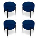 Ver imagem 1 de Kit 4 Puffs Iron Suede Base Metálica Preto - Azul Marinho