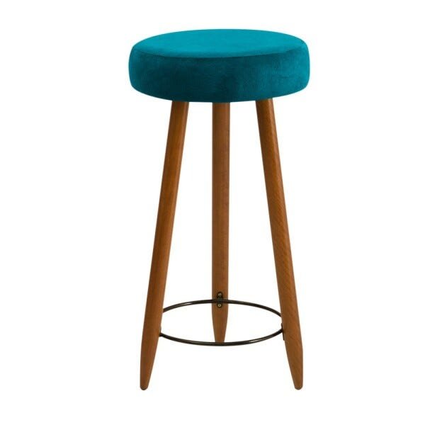 Banqueta Rubi Suede Azul Turquesa - D'Rossi - 1