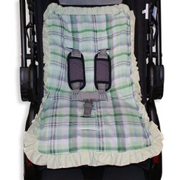 Capa de Carrinho Bebê 100% Algodão - Xadrez Verde - 1